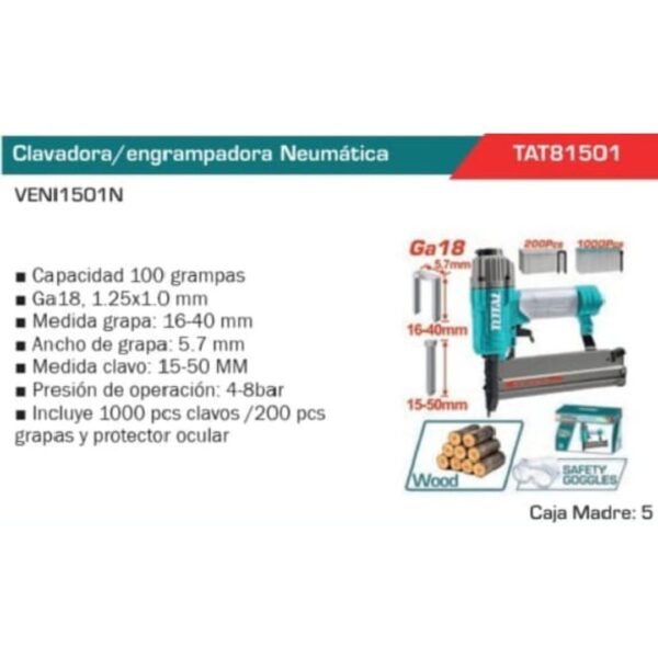 Clavadora Engrampadora Neumatica Total Grapadora 2 En 1 50mm - Image 4